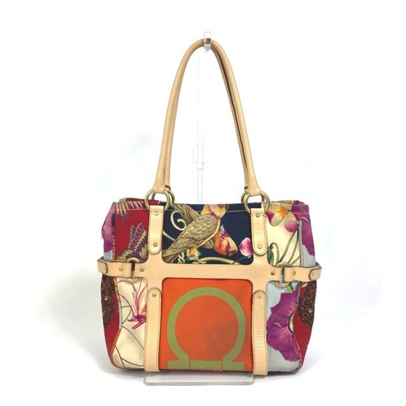 Salvatore Ferragamo Animal Print Tiger Handbag/Tote Bag Nylon Women's Multicolor